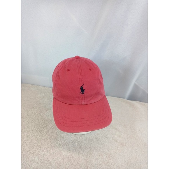 Vtg Polo Ralph Lauren Hat Cap Chino Faded‎ Red Pony Logo Leather Strapback 90s - Picture 6 of 10